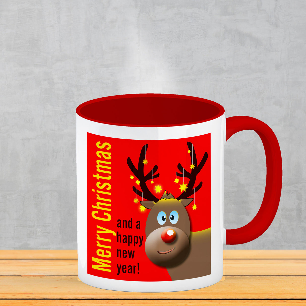 Rentier Motiv und Spruch Kaffeebecher zum Thema Weihnachten