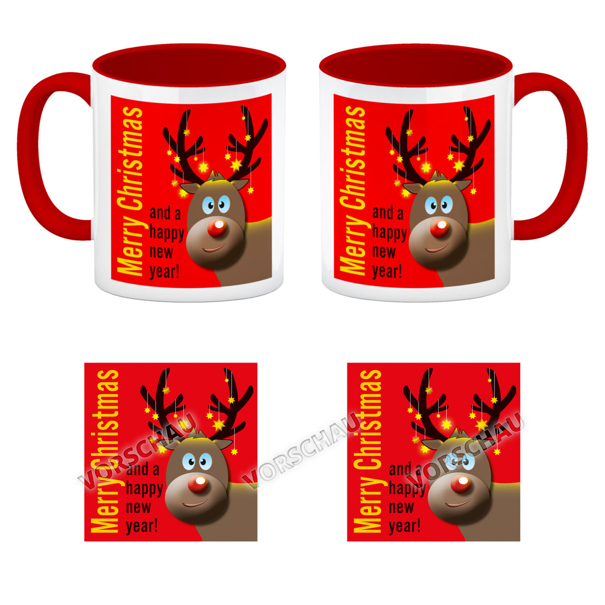 Rentier Motiv und Spruch Kaffeebecher zum Thema Weihnachten
