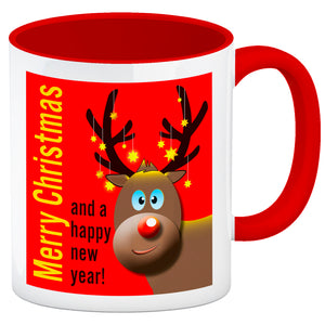 Rentier Motiv und Spruch Kaffeebecher zum Thema Weihnachten