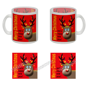 Rentier Motiv und Spruch Kaffeebecher zum Thema Weihnachten