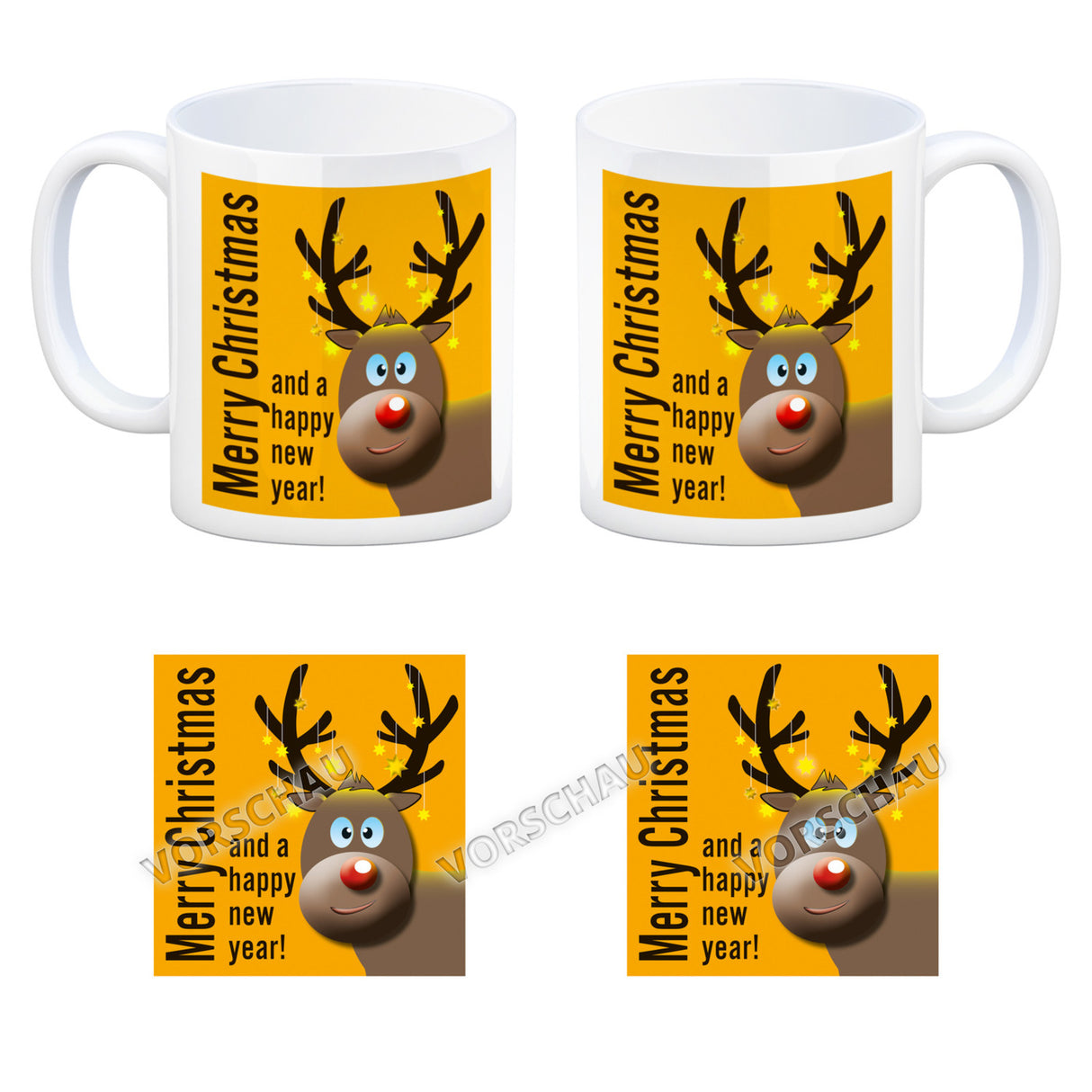 Rentier Motiv und Spruch Kaffeebecher zum Thema Weihnachten