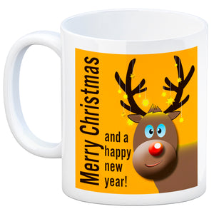 Rentier Motiv und Spruch Kaffeebecher zum Thema Weihnachten