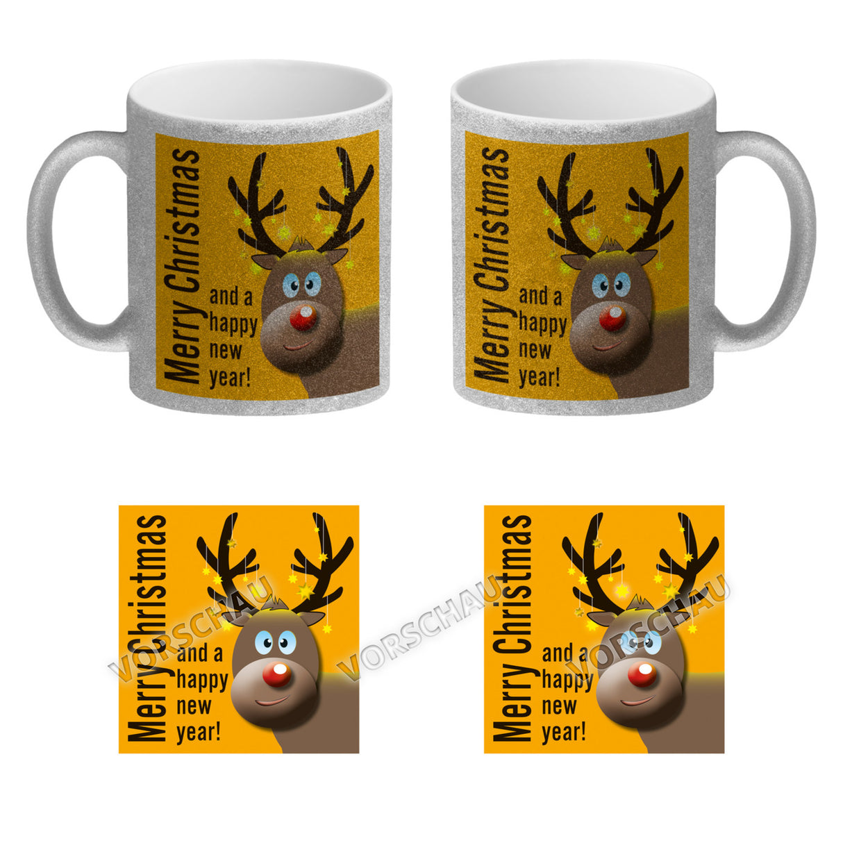 Rentier Motiv und Spruch Kaffeebecher zum Thema Weihnachten