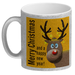 Rentier Motiv und Spruch Kaffeebecher zum Thema Weihnachten