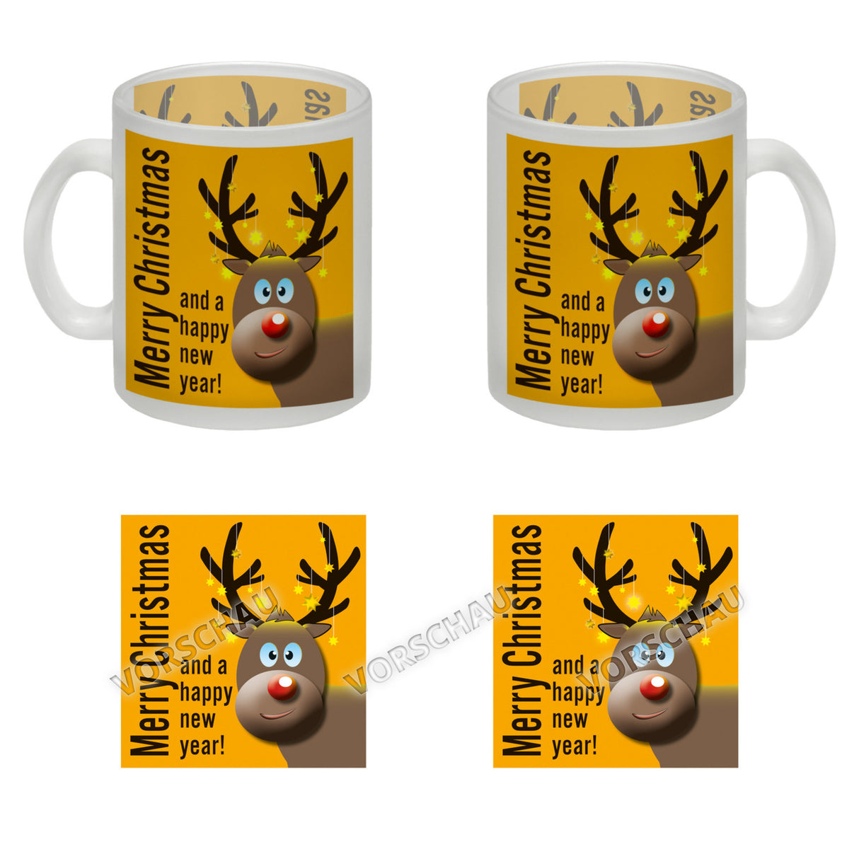 Rentier Motiv und Spruch Kaffeebecher zum Thema Weihnachten