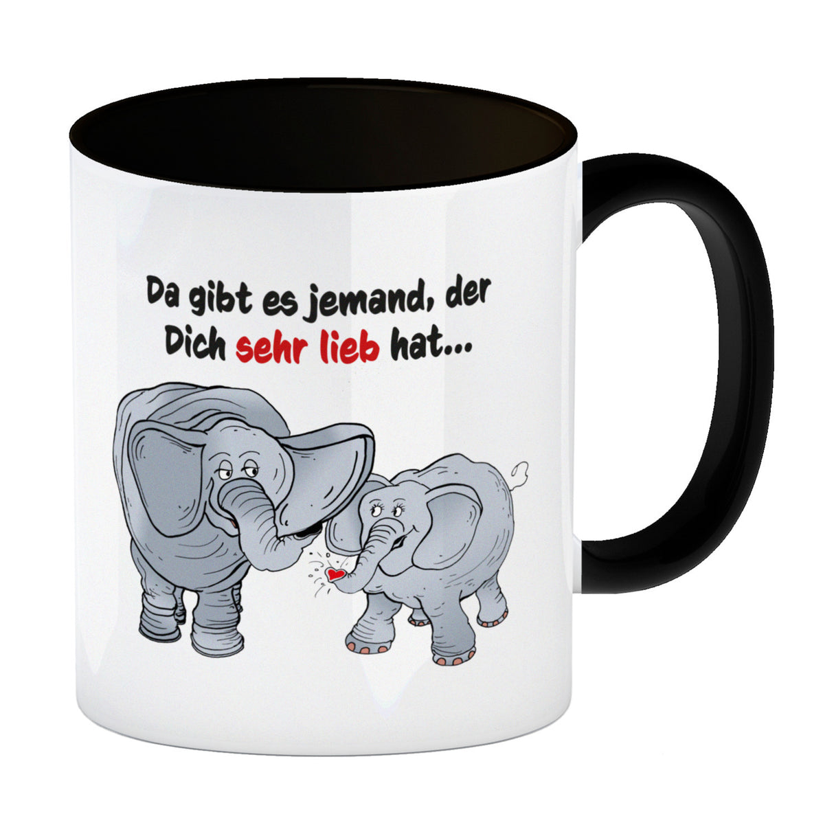 Kaffeebecher zum Thema Liebe mit Elefanten Motiv