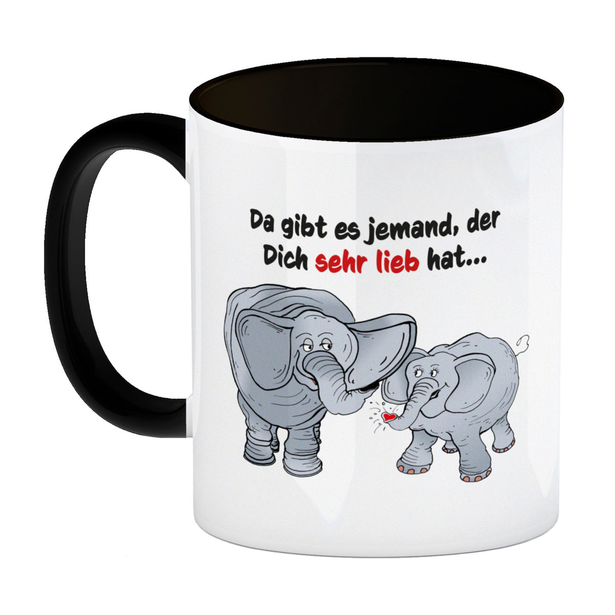 Kaffeebecher zum Thema Liebe mit Elefanten Motiv