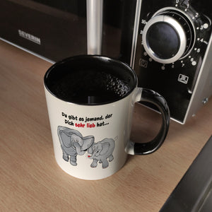 Kaffeebecher zum Thema Liebe mit Elefanten Motiv