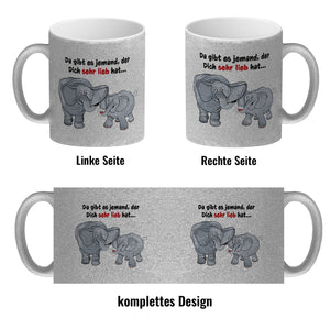 Kaffeebecher zum Thema Liebe mit Elefanten Motiv