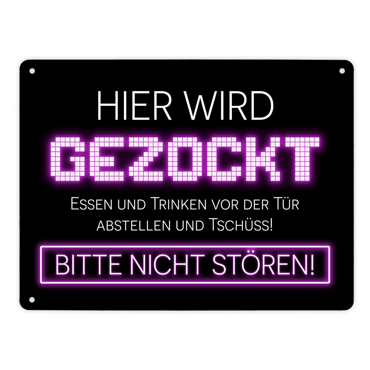 Hier wird gezockt Metallschild für Gamer in violett