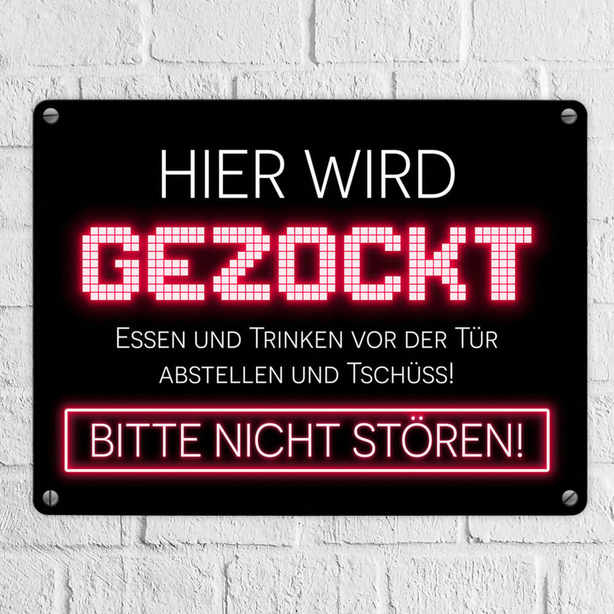 Hier wird gezockt Metallschild für Gamer in violett