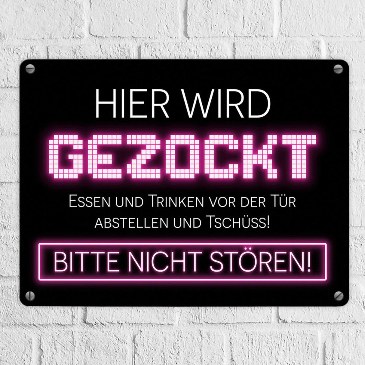 Hier wird gezockt Metallschild für Gamer in violett