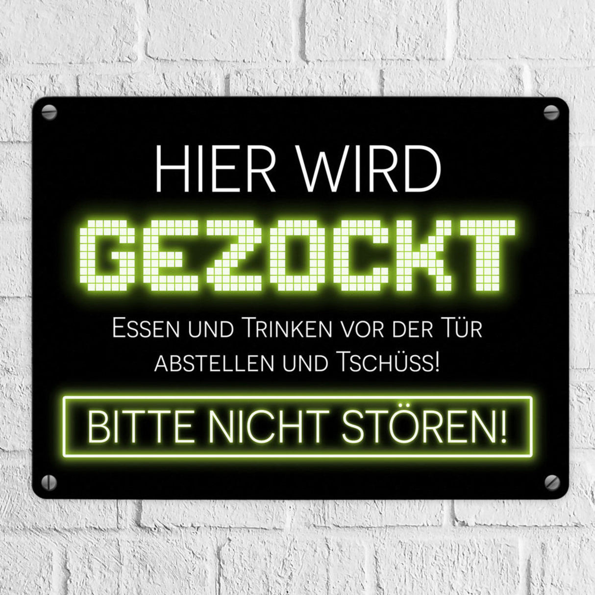 Hier wird gezockt Metallschild für Gamer in violett
