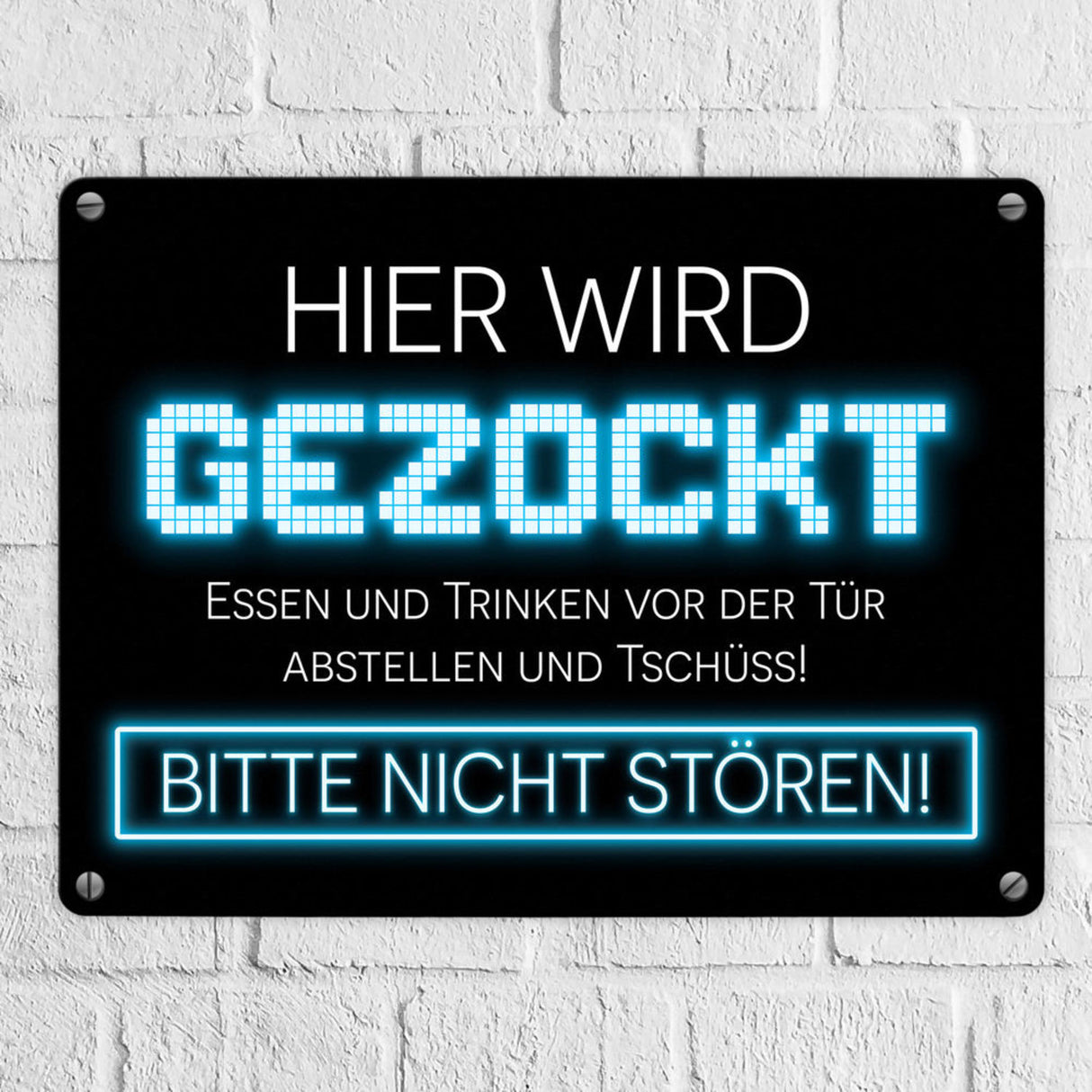 Hier wird gezockt Metallschild für Gamer in violett