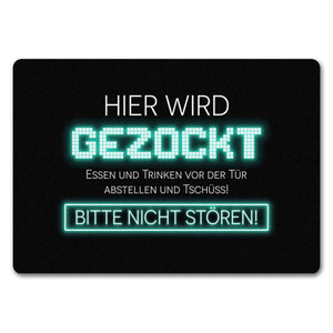 Hier wird gezockt Fußmatte für Gamer in violett