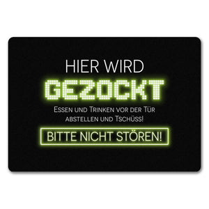 Hier wird gezockt Fußmatte für Gamer in violett