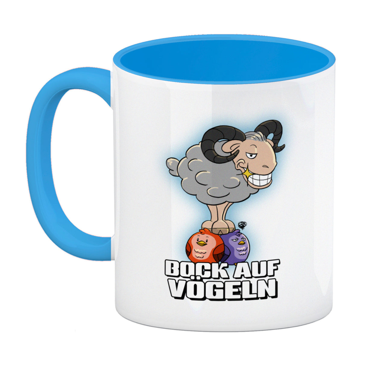 Bock auf Vögeln Kaffeebecher mit lustigem Wortspiel und Steinbock