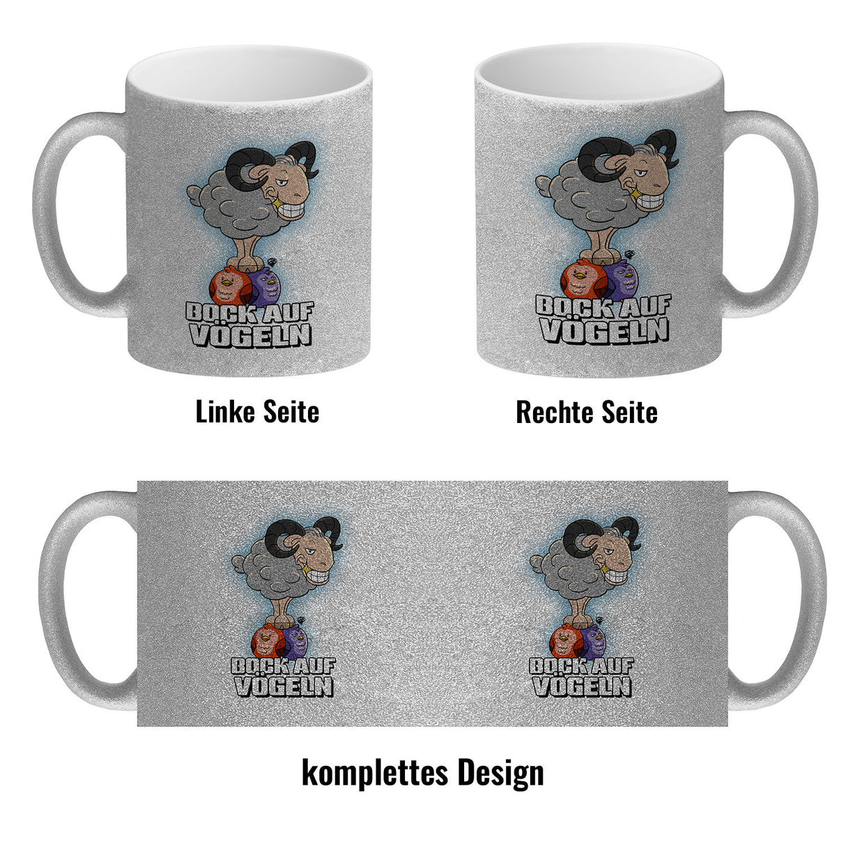 Bock auf Vögeln Kaffeebecher mit lustigem Wortspiel und Steinbock