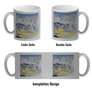 Kaffeebecher zum Thema Weihnachten mit eingeschneiter Landschaft