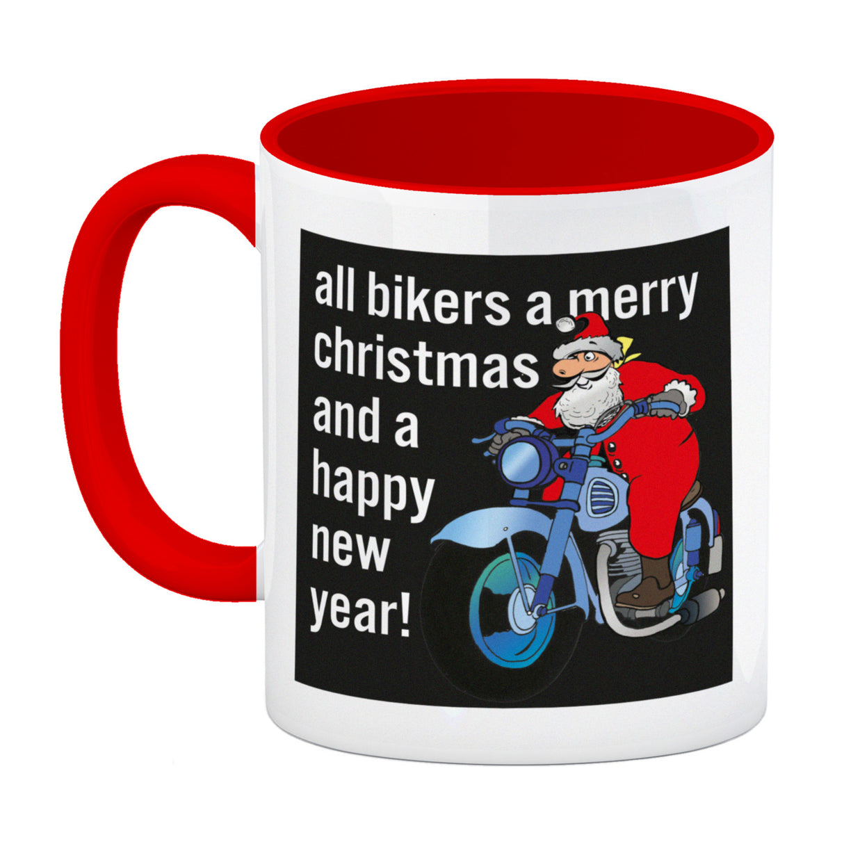 Weihnachten Biker Kaffeebecher mit Weihnachtsmann auf Motorrad