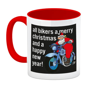 Weihnachten Biker Kaffeebecher mit Weihnachtsmann auf Motorrad