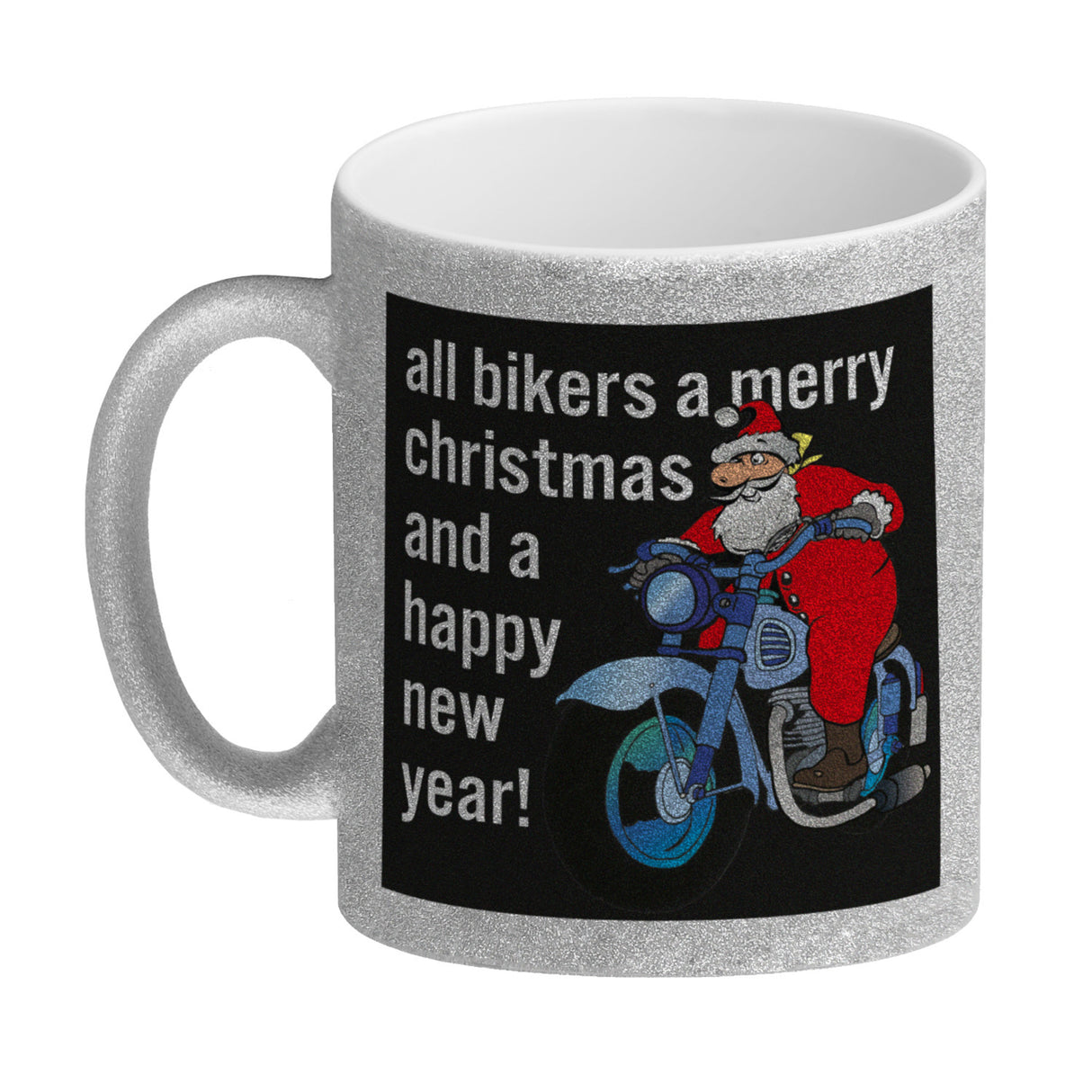 Weihnachten Biker Kaffeebecher mit Weihnachtsmann auf Motorrad