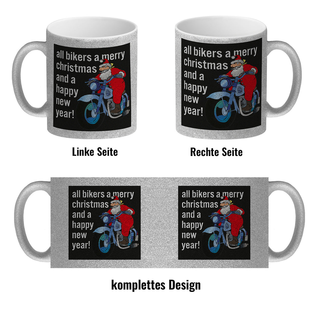 Weihnachten Biker Kaffeebecher mit Weihnachtsmann auf Motorrad