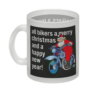 Weihnachten Biker Kaffeebecher mit Weihnachtsmann auf Motorrad