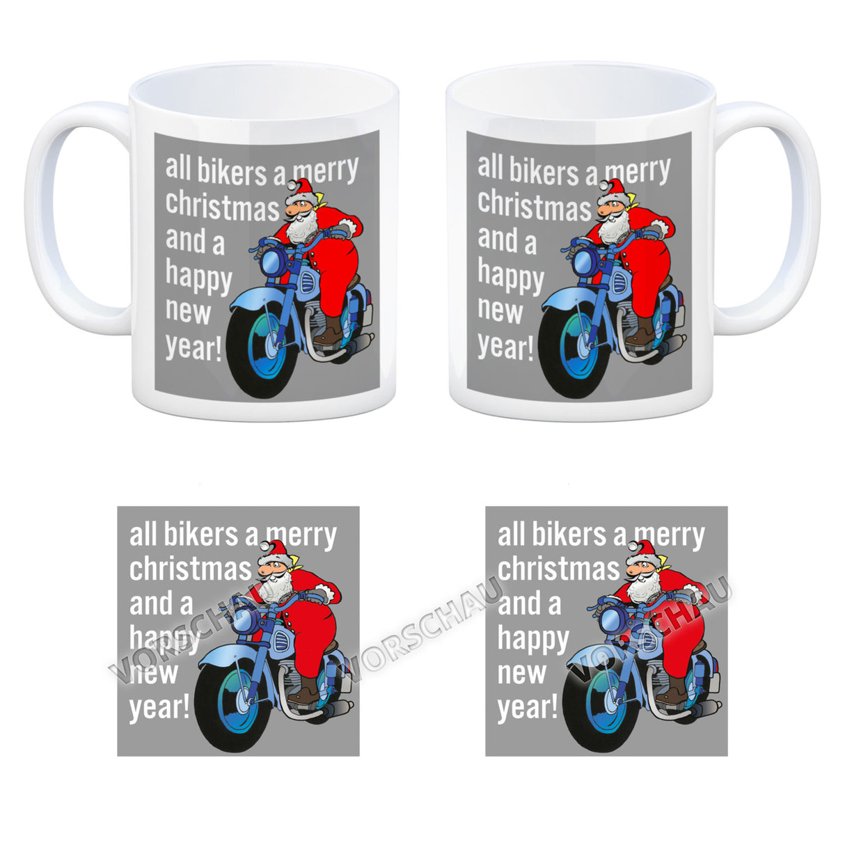 Weihnachten Biker Kaffeebecher mit Weihnachtsmann auf Motorrad