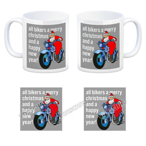Weihnachten Biker Kaffeebecher mit Weihnachtsmann auf Motorrad