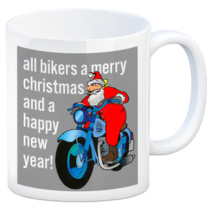 Weihnachten Biker Kaffeebecher mit Weihnachtsmann auf Motorrad