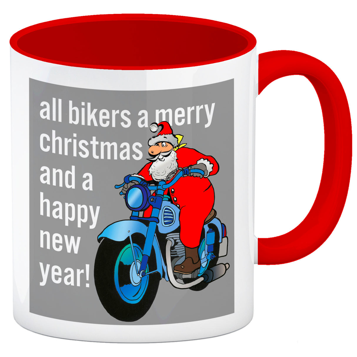 Weihnachten Biker Kaffeebecher mit Weihnachtsmann auf Motorrad
