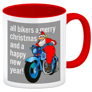 Weihnachten Biker Kaffeebecher mit Weihnachtsmann auf Motorrad