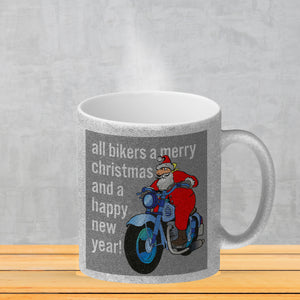 Weihnachten Biker Kaffeebecher mit Weihnachtsmann auf Motorrad