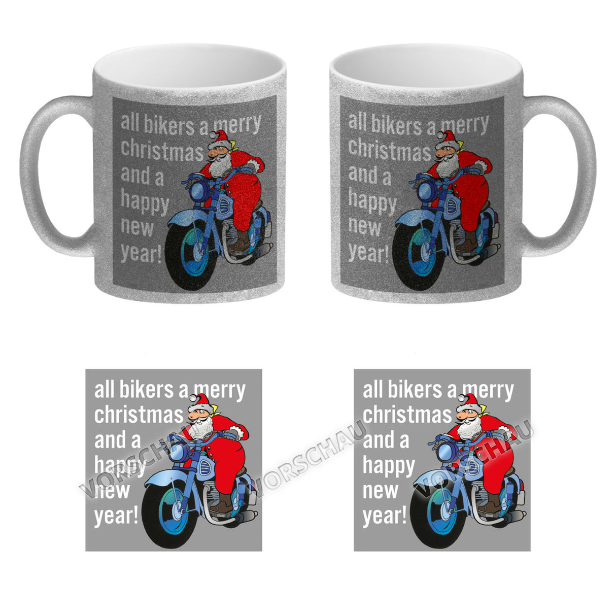 Weihnachten Biker Kaffeebecher mit Weihnachtsmann auf Motorrad