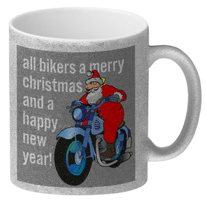Weihnachten Biker Kaffeebecher mit Weihnachtsmann auf Motorrad