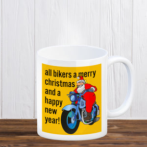 Weihnachten Biker Kaffeebecher mit Weihnachtsmann auf Motorrad