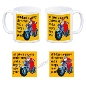Weihnachten Biker Kaffeebecher mit Weihnachtsmann auf Motorrad