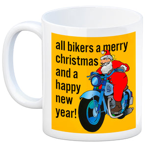 Weihnachten Biker Kaffeebecher mit Weihnachtsmann auf Motorrad