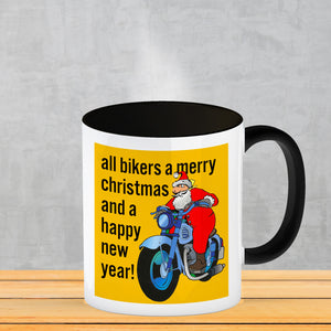Weihnachten Biker Kaffeebecher mit Weihnachtsmann auf Motorrad