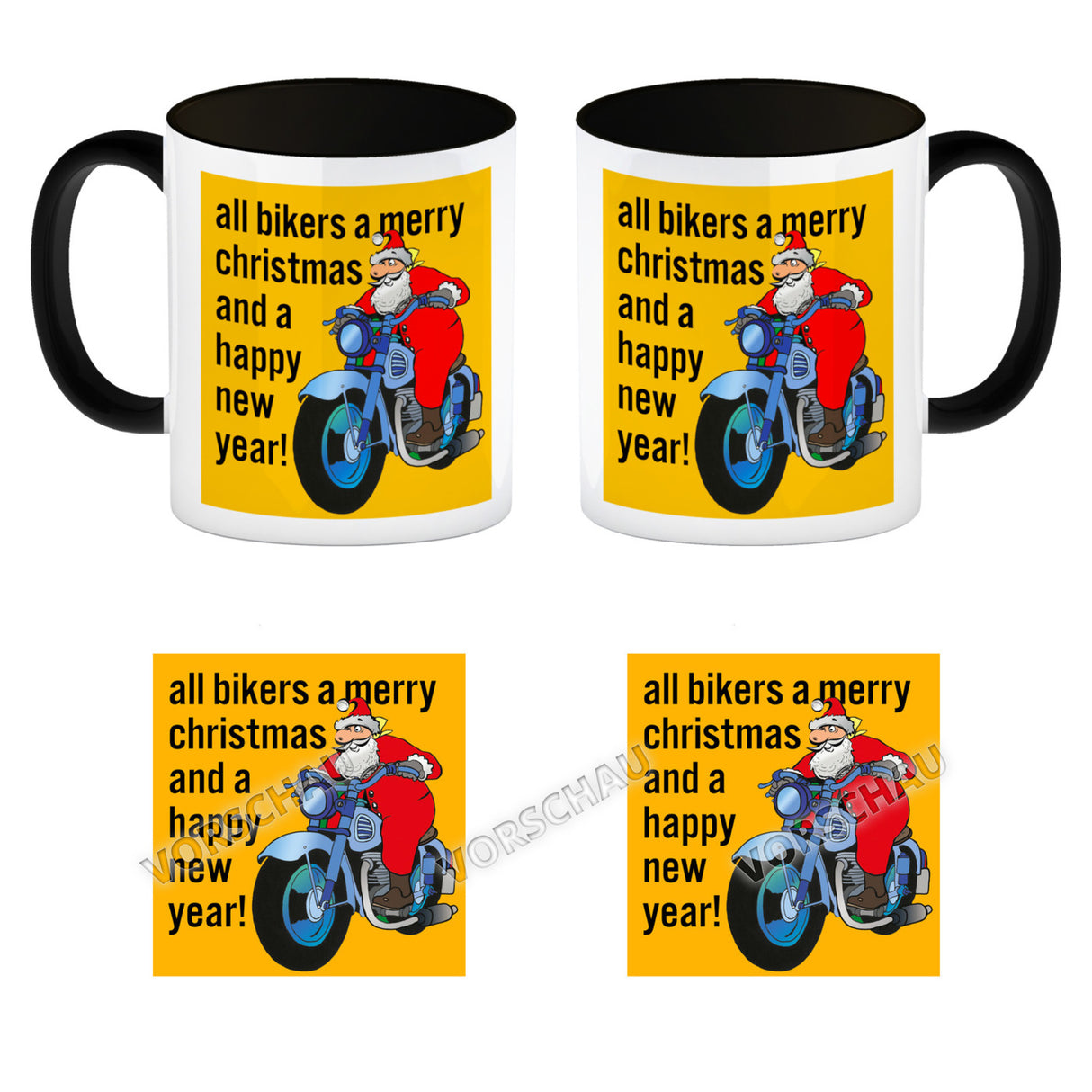 Weihnachten Biker Kaffeebecher mit Weihnachtsmann auf Motorrad