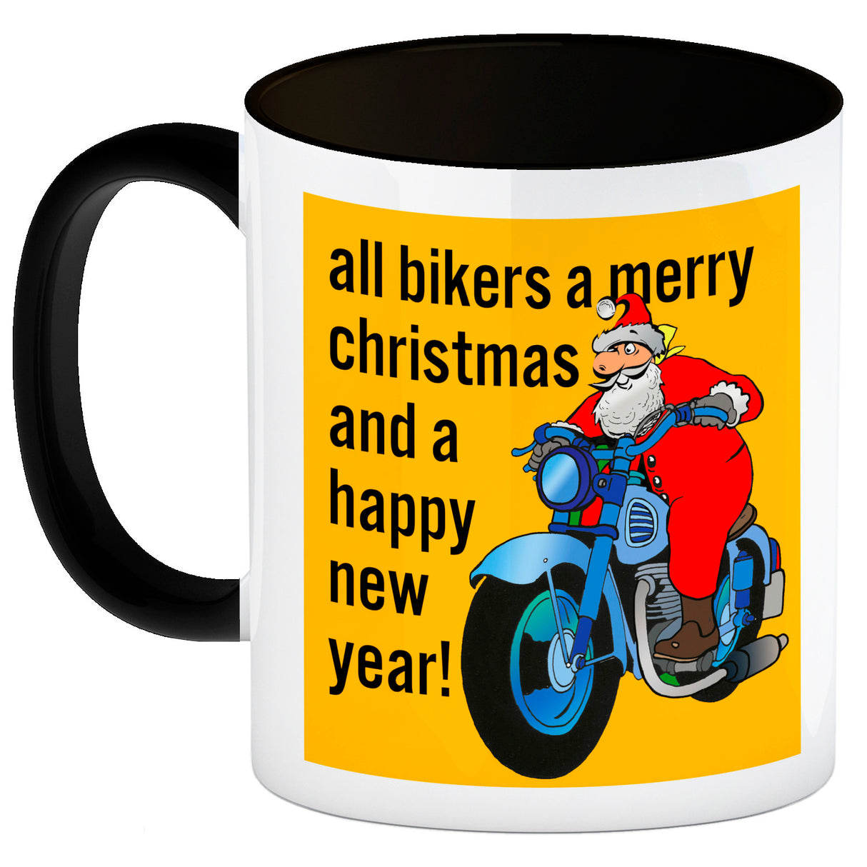 Weihnachten Biker Kaffeebecher mit Weihnachtsmann auf Motorrad