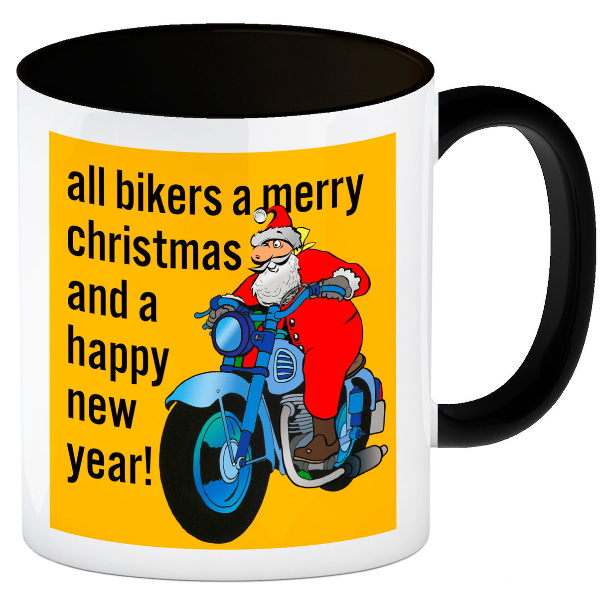 Weihnachten Biker Kaffeebecher mit Weihnachtsmann auf Motorrad