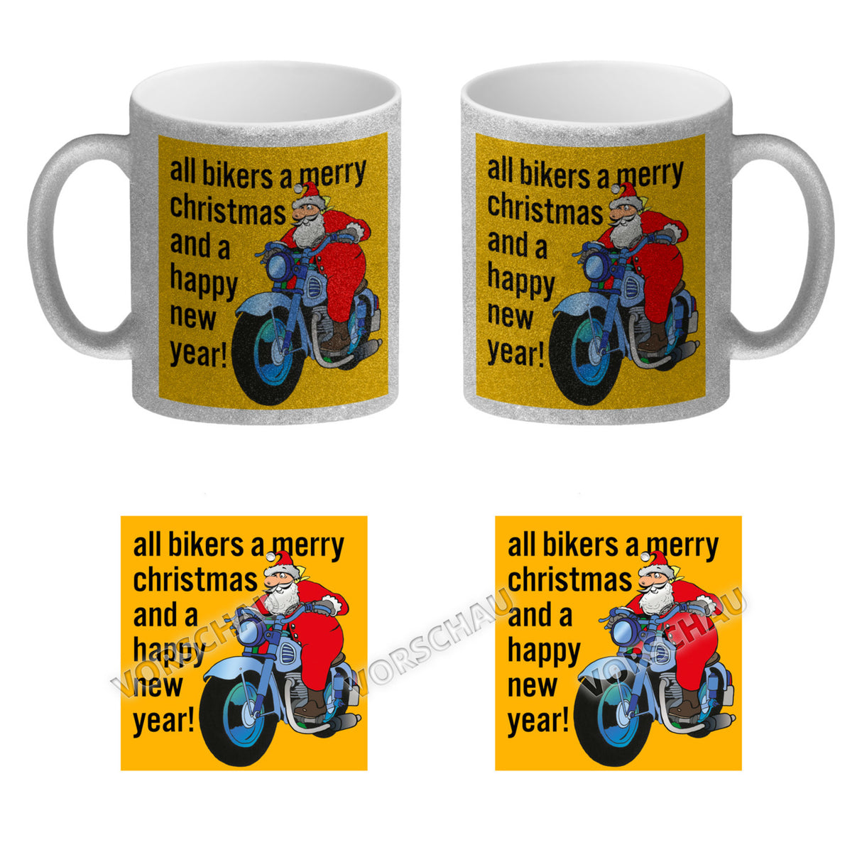 Weihnachten Biker Kaffeebecher mit Weihnachtsmann auf Motorrad