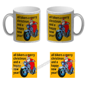 Weihnachten Biker Kaffeebecher mit Weihnachtsmann auf Motorrad