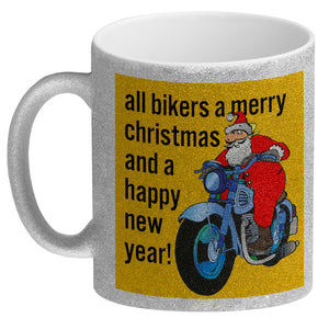 Weihnachten Biker Kaffeebecher mit Weihnachtsmann auf Motorrad