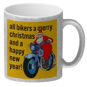 Weihnachten Biker Kaffeebecher mit Weihnachtsmann auf Motorrad