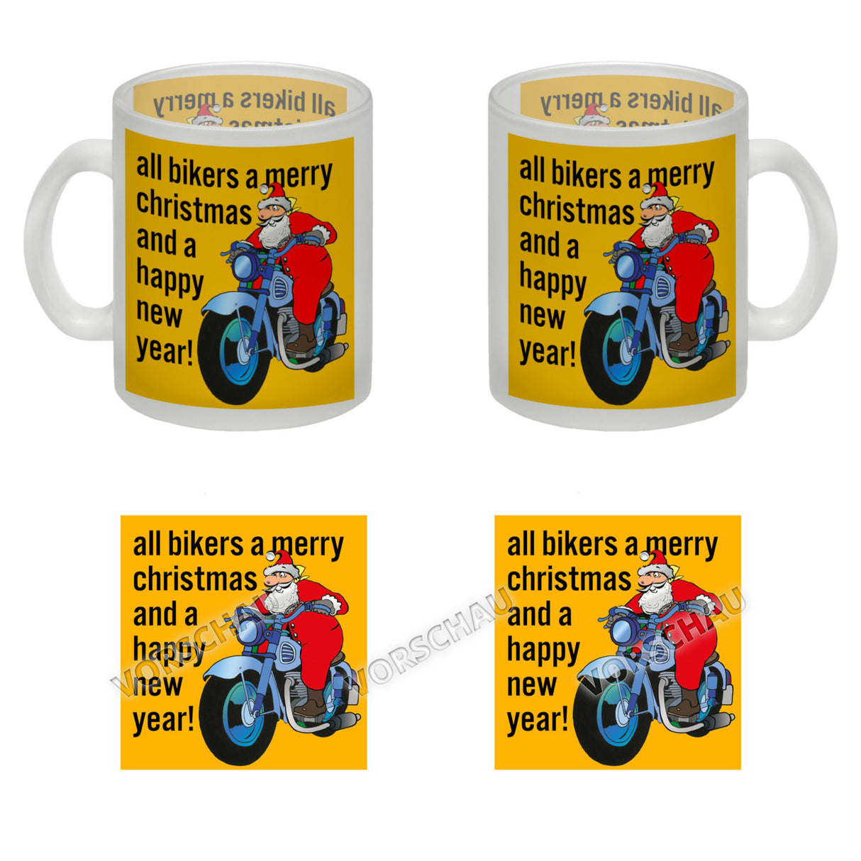 Weihnachten Biker Kaffeebecher mit Weihnachtsmann auf Motorrad