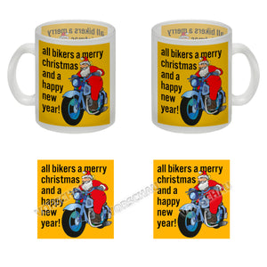 Weihnachten Biker Kaffeebecher mit Weihnachtsmann auf Motorrad