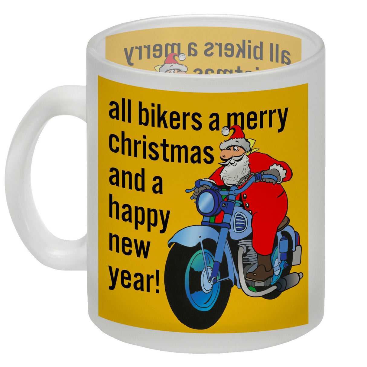 Weihnachten Biker Kaffeebecher mit Weihnachtsmann auf Motorrad